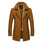 Модный Плащ с двойным воротником, Мужская шерстяная куртка, осенне-зимнее теплое пальто, ветровка, мужская одежда
