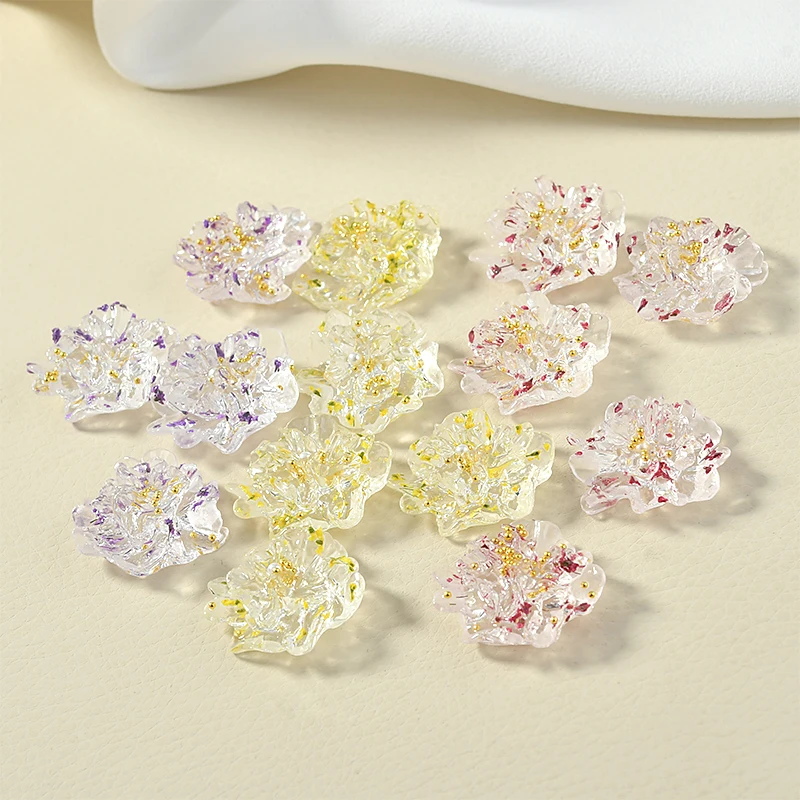 Серьги-гвоздики из акрила и смолы с цветами | Украшения аксессуары