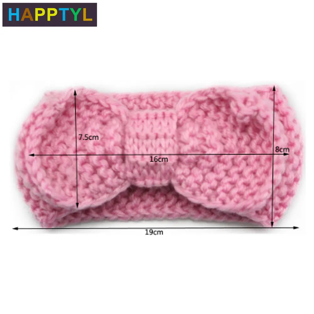 HAPPTYL/1 шт. Зимняя Милая вязаная повязка на голову с бантом для маленьких девочек