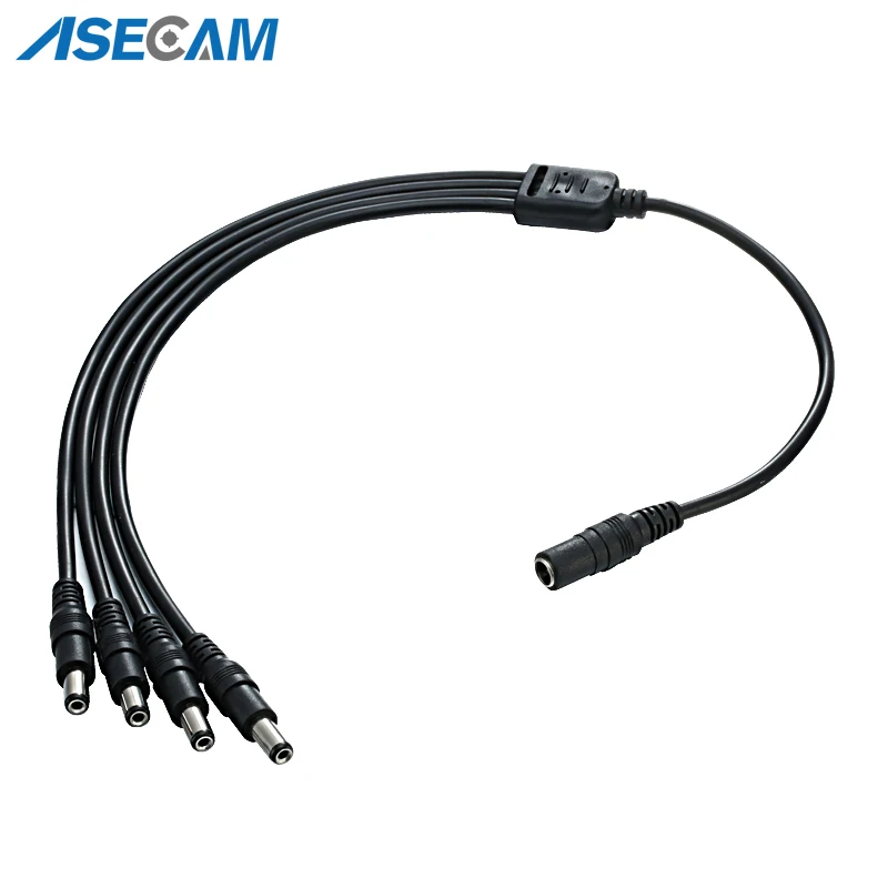 

Asecam DC Power 5.5x2.1mm 1 Female to 4 Male Plug Cable Splitter Adapter for Security CCTV Camera and LED Strip Free Shipping