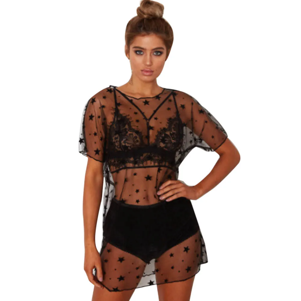 Пляжное женское летнее платье свободное с принтом звезды Луны блестками бикини