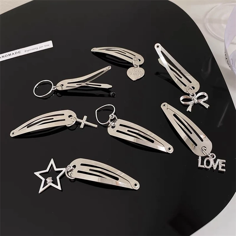

Creative Women Pendant Hair Clip Round Heart Metal Hairpins Girls Bangs BB Barrettes Elegant Cool Hairgrips Headwear Accessories