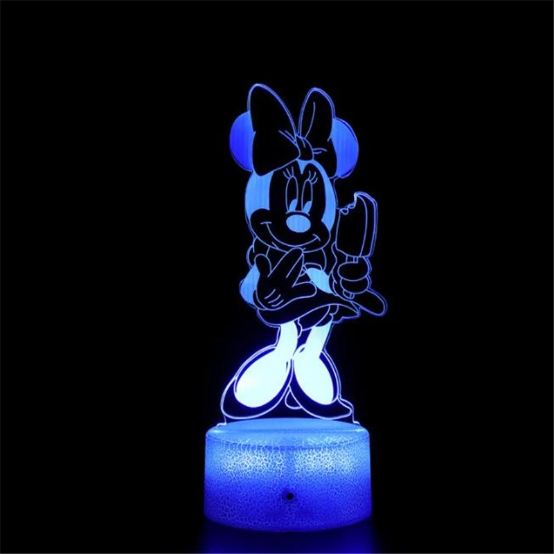 Мультяшная 3d-лампа Disney светодиодный ночсветильник Минни Микки Маус для детей