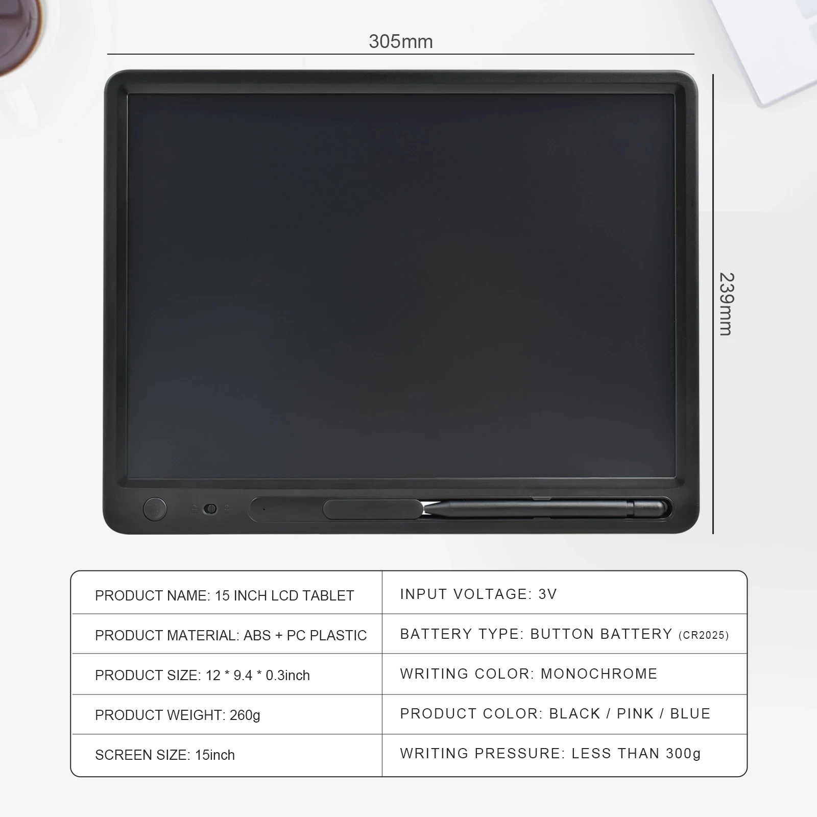 

15Inch LCD Writing & Drawing &Message Tablet Doodle Board Toys Smart Paper For Kids & Adults Birthday Gift With Colorful Stylus