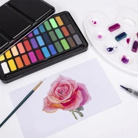 12182436 colors solid watercolor paint set box professional art supplies portable metal with water color brush school kids