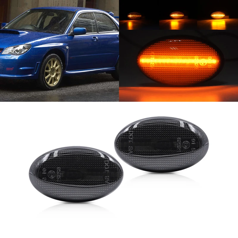 

Дымчатый динамический Янтарный передний светодиодные, боковые, габаритные фонари для Subaru WRX STi 2002-2007 Liberty 2000-2003 Forester 2001-2005