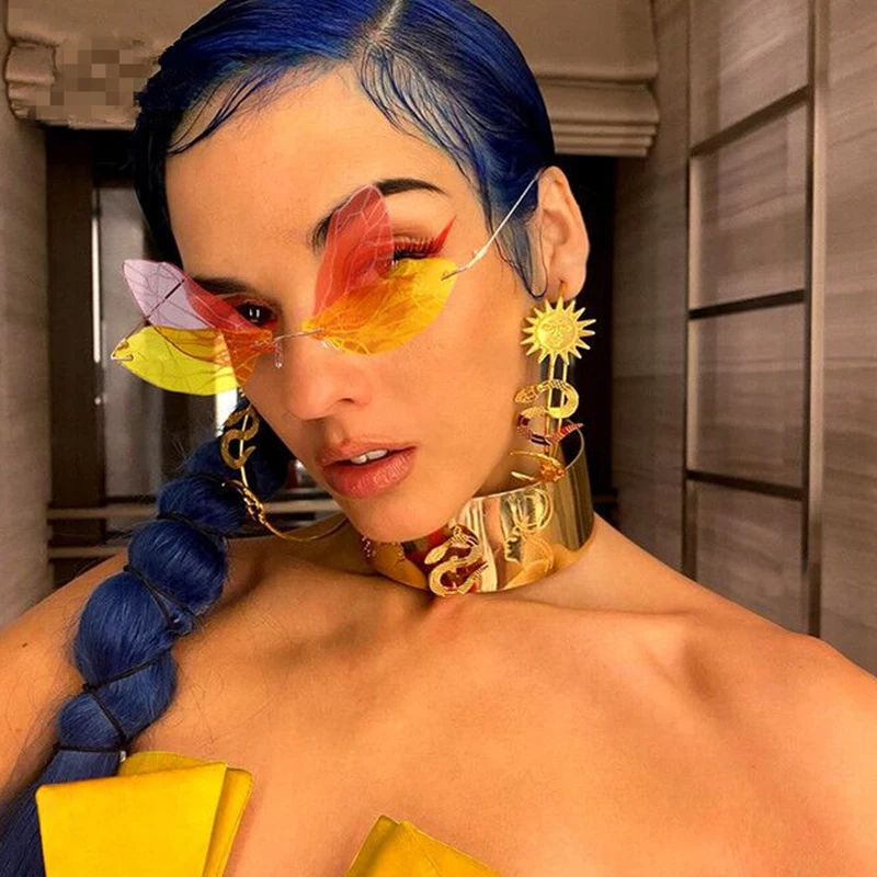 ZUEE стимпанк солнцезащитные очки винтажная стрекоза модные без оправы для женщин