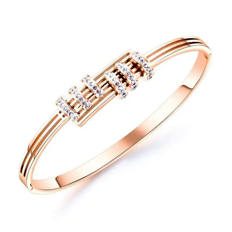 Hemiston RoseGold Plated Women's Bracelet Titanium Steel Female Temperament Zircon Jewelry | Украшения и аксессуары