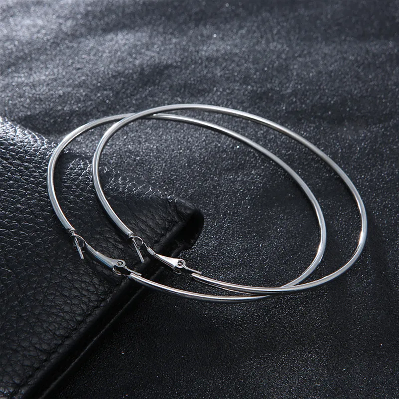

Big Circle Smooth Large Hoop Fashion Women Gold Ear Hyperbole Metal Hoop Earrings 2021 new earrings set vintage earrings