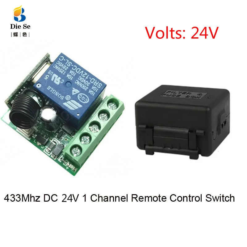 

433Mhz Universal RF Remote Control DC 24V 1CH Relay Receiver Module for garage/door/Light/LED/Fanner/motor/Signal transmission