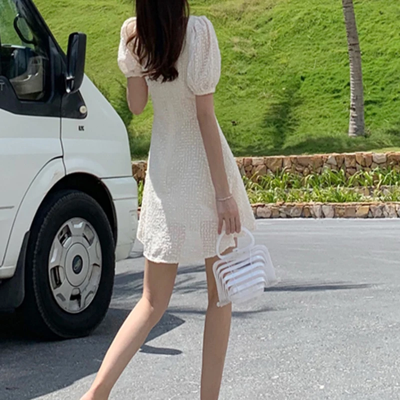 

Solid Dresses Woman Summer 2021 Beach Casual Mini Chiffon Dress Women Elegant Short Sleeve Party Sexy Female Dress Vestidos 9239