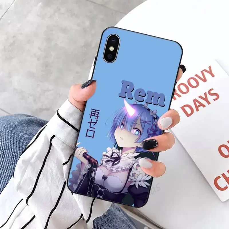 

Anime Cute girl Re Zero Rem Phone Case for iPhone 11 12 pro XS MAX 8 7 6 6S Plus X 5S SE 2020 XR