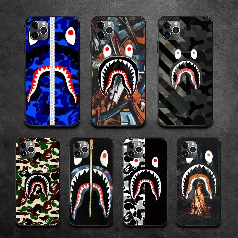 

Bape Trend Brand Shark Phone Case For Iphone 5 SE 2020 6 6s 7 8 plus X Xr XS 11 12 13 Mini Pro Max Fundas Cover