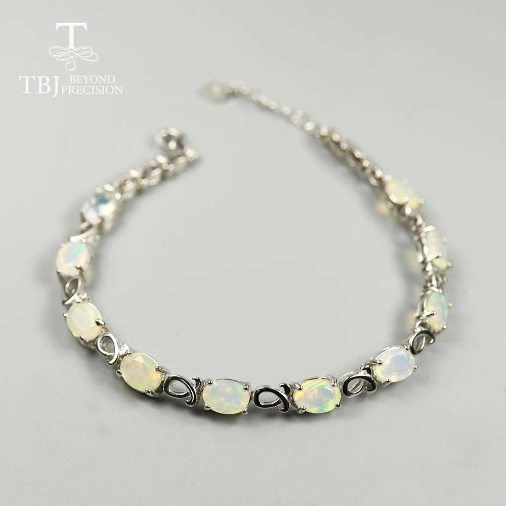 

Natural Opal Bracelet real ethiopia facet cut oval 5*7mm 6.5ct gemstone bracelet 925 sterling silver for women wear tbj