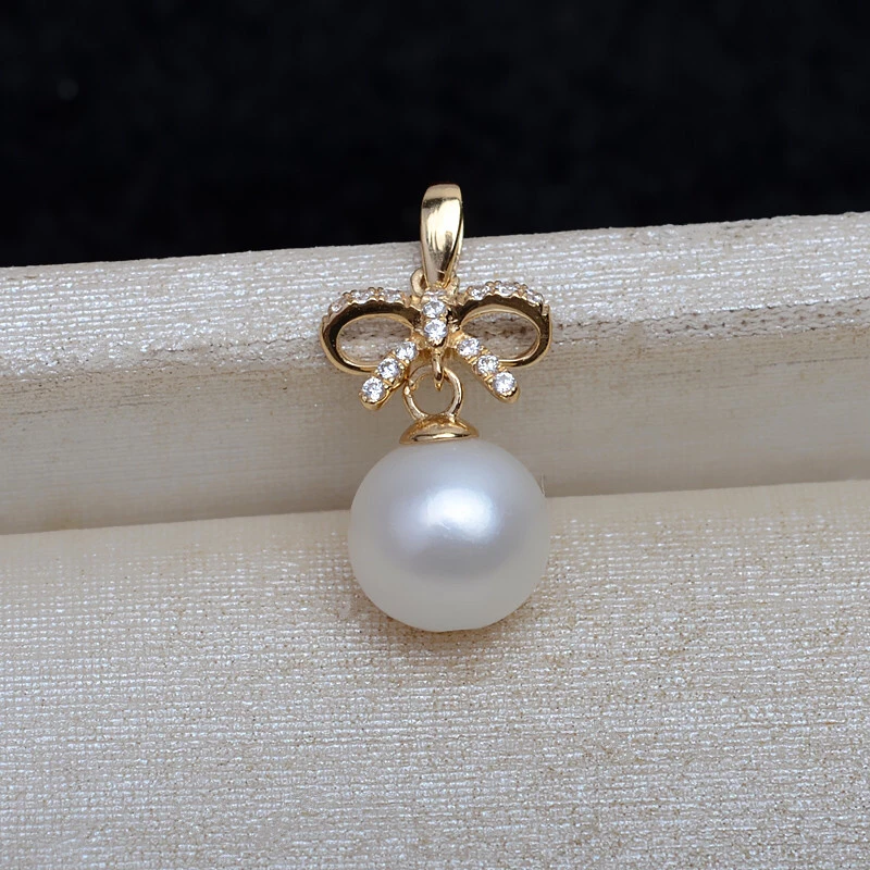 Bow Knot Office Lady Real AU750 18K Gold Pendant Mountings Findings Jewelry Settings Accessories Parts for Pearls Beads Stones