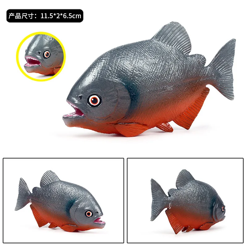 Piranha животных статуэтки коллекционные игрушки рыбка животное для познания