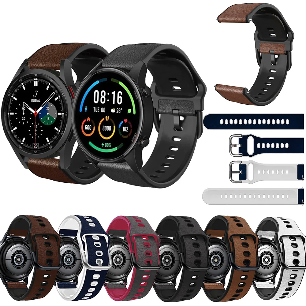 

20mm 22mm Leather strap For Samsung Active 2 40/44mm Gear S3 bracelet Huawei GT/GT2/2e Galaxy watch 3/4 Classic 45/42mm band
