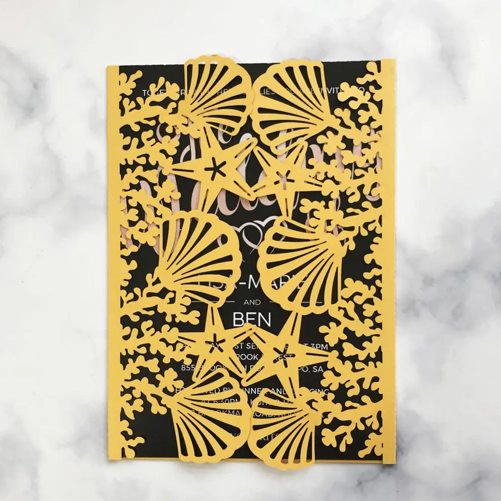 30 шт./лот свадебные пригласительные открытки скульптура Морская звезда дизайн