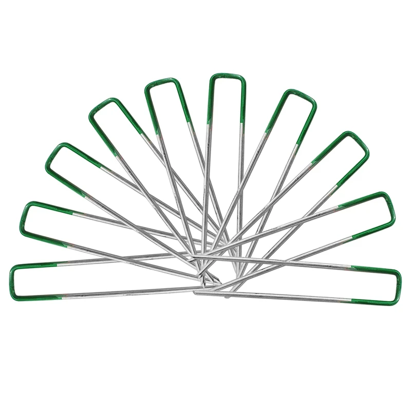 

10Pcs Garden Stakes Galvanized Landscape Staples, U-Type Turf Staples for Artificial Grass, Securing Fences Weed Barrier