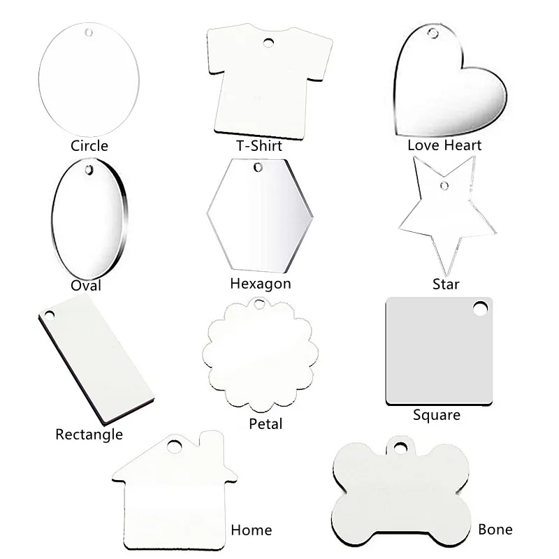 Прозрачный брелок для ключей акриловые пустые круглые прозрачные шестигранные