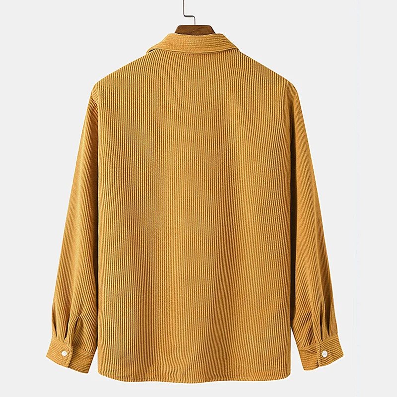 Мужская Вельветовая рубашка с длинным рукавом Повседневная в японском стиле