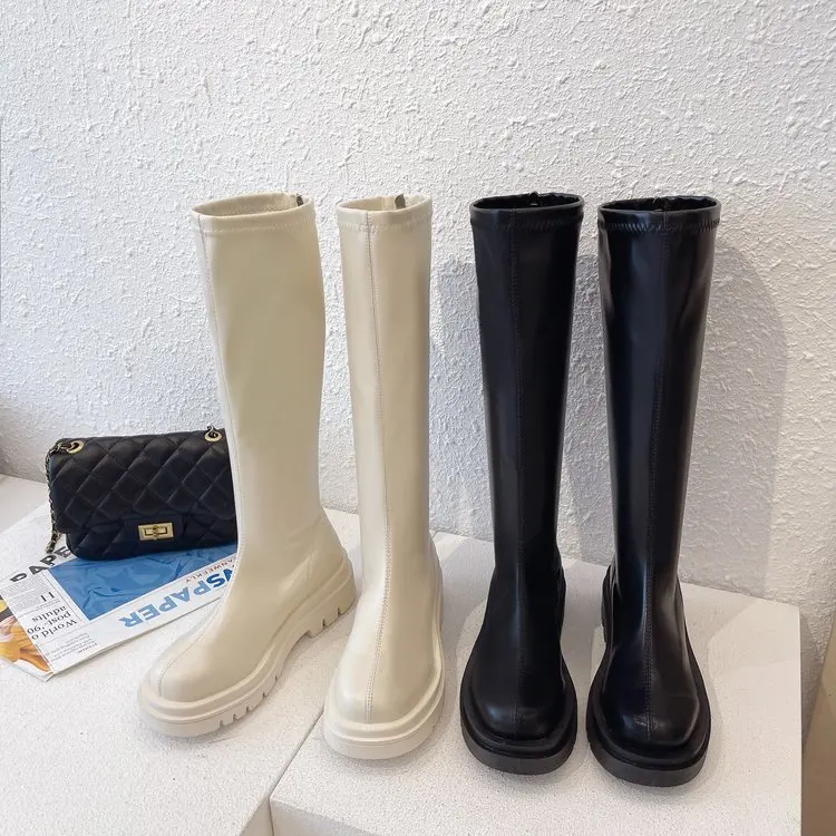 2021 New Autumn and Winter Handsome and Fashionable But Knee-high Boots Thick-soled Soft Surface short Boots Women