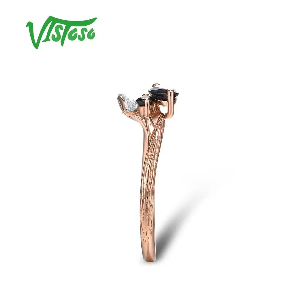 Женское кольцо из розового золота VISTOSO Pure 14K 585 Сияющие алмазы синий сапфир