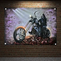 motorcycles and guitars fantasy art banners flags tapestry wall art electrombile poster for garage club home decor wall hanging
