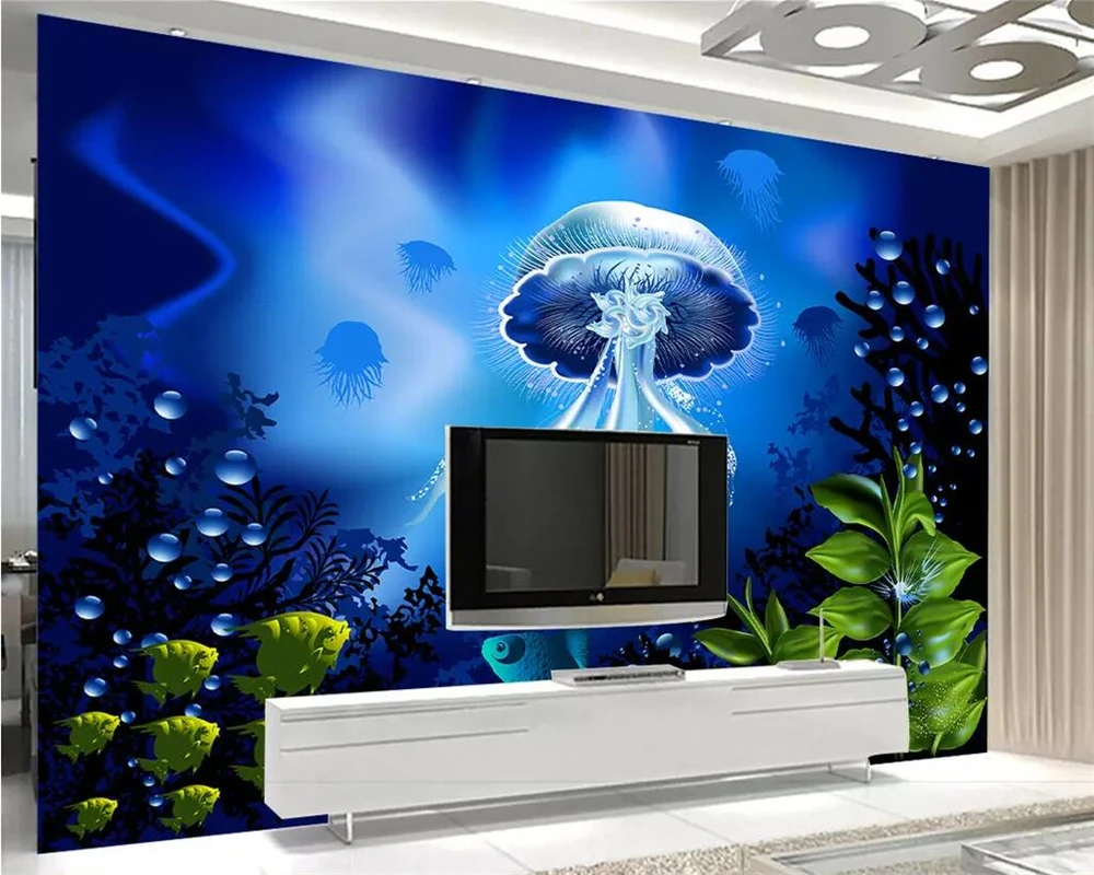 3DBEIBEHANG Custom wallpaper murals fashion 3D underwater sea world jellyfish living room TV background wall decorative painting