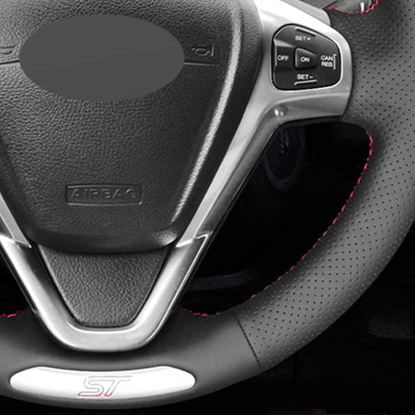 LQTENLEO черная натуральная кожа сделай сам ручная строчка для Ford Fiesta ST 2013 2014 2015 2016 2017