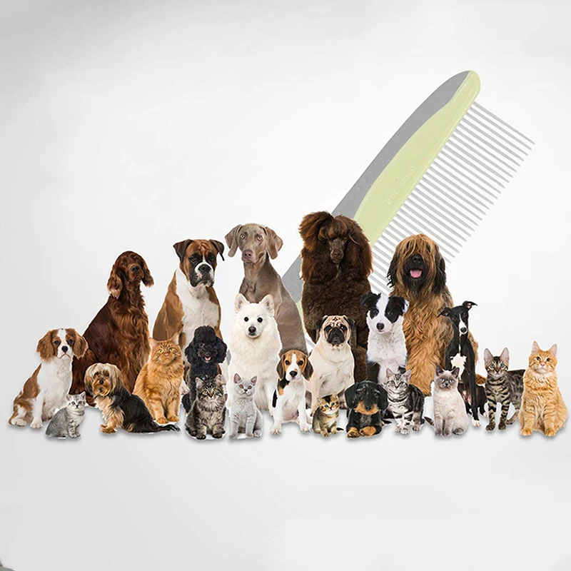 

1PC Professional Anti-Corrosion Grooming Comb For Dogs Cats Tapered Stainless Steel Pins Pet Grooming Supplies