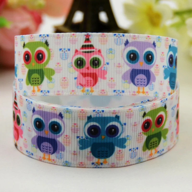 

7/8'' 22mm,1" 25mm,1-1/2" 38mm,3" 75mm OWL Cartoon Character printed Grosgrain Ribbon party decoration X-01272 10 Yards