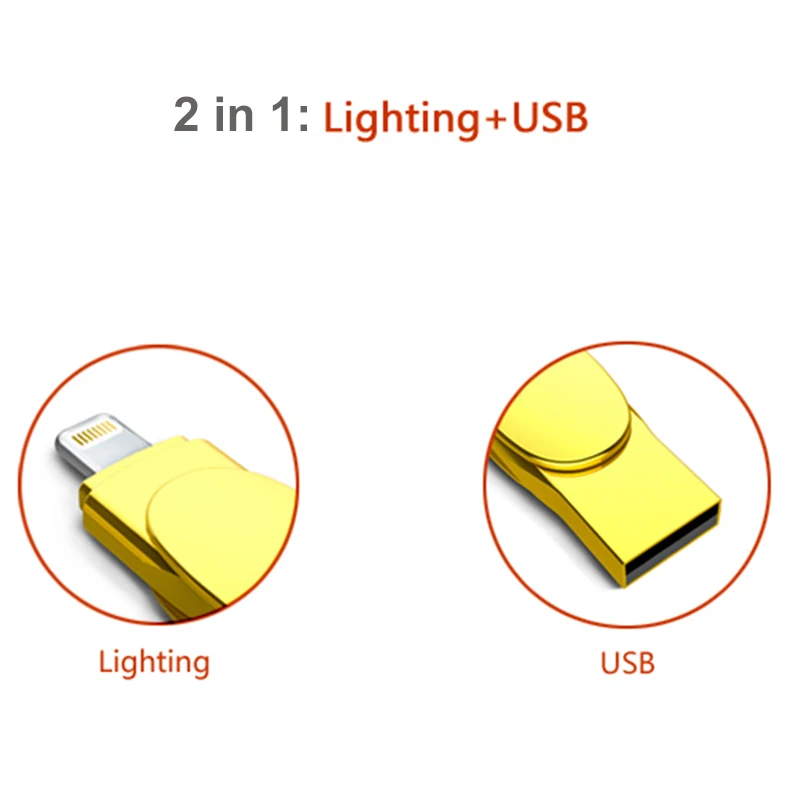 64 Гб Флешка для iPhone 8 Plus X 7 6 6s 5 SE 128 ГБ флеш накопитель USB 32 16 u диск золотой цвет|USB