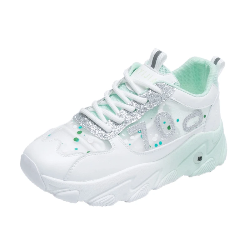 Женские кроссовки на массивной подошве Желтые Повседневные для бега в Корейском