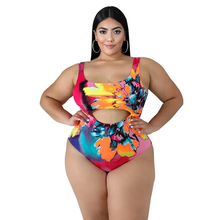 

Y1053 Paragraph Europe and America Cross Border New Style Digital Printing One-piece Large Size Bikini Beach Sexy Swimwear Two-P