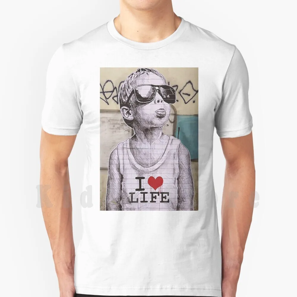 Футболка с граффити I Love Life Boy сделай сам большие размеры 100% хлопок уличное