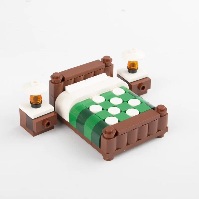 DIY строительные блоки украшения мебель двойная кровать одна двухъярусные кубики