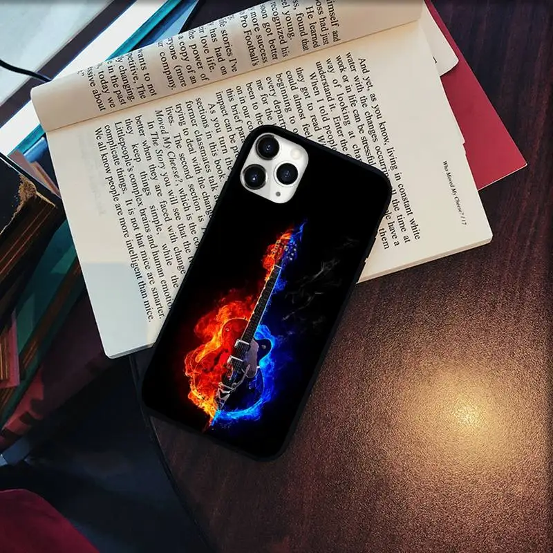 

Flame music guitar letters Phone Case for iPhone 11 12 pro XS MAX 8 7 6 6S Plus X 5S SE 2020 XR Soft silicone funda