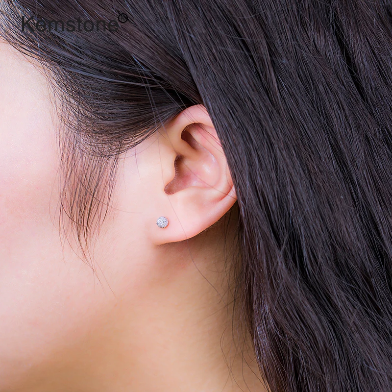 Kemstone 925 серебристого цвета с милыми бубонами серьги-гвоздики ювелирное изделие