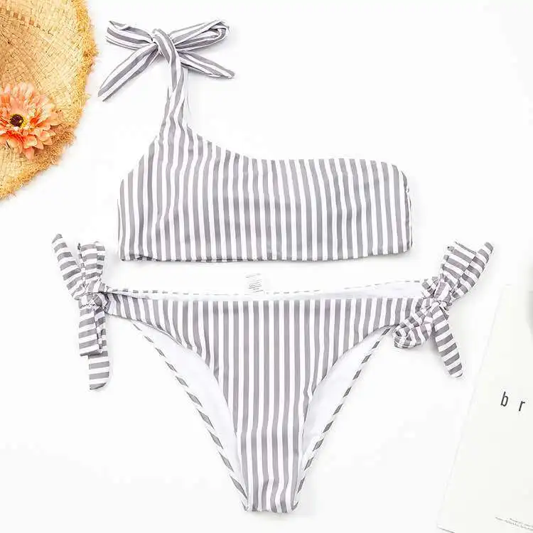 

Women's Clothing 2020 New 2pcs Summer Swimwear Swimsuit Bikini Set Push-up Padded Stripe Beachwear Swimsuit Bathing Suit Women