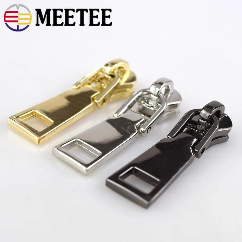 

Meetee 10pcs 5# High Quality Metal Zipper Sliders for Nylon Metal Zippers Head DIY Bag Down Jacket Garment Material Repair Kit