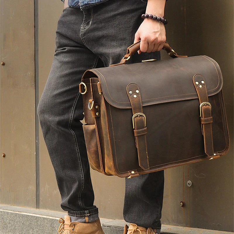 Мужской Дорожный портфель ручной работы из натуральной воловьей кожи сумка для