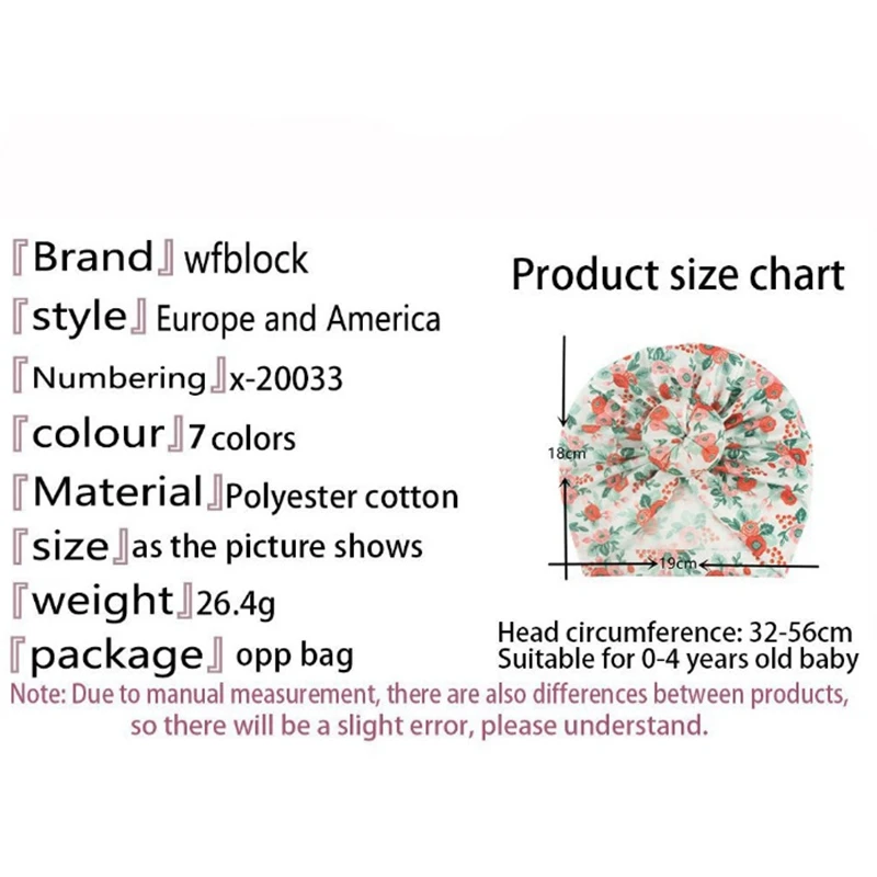 

4 Pcs New Floral Baby Hat Baby Turban Beanie Hats Toddler Photography Props Newborn Beanie Cap Infant Accessories
