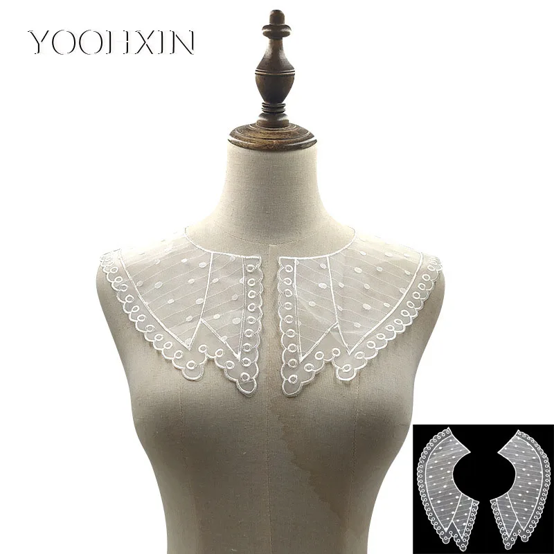 

NEW Organza flower embroidery DIY lace collar Fabric Sewing ribbon trim Applique neckline craft cloth Wedding Christmas decor
