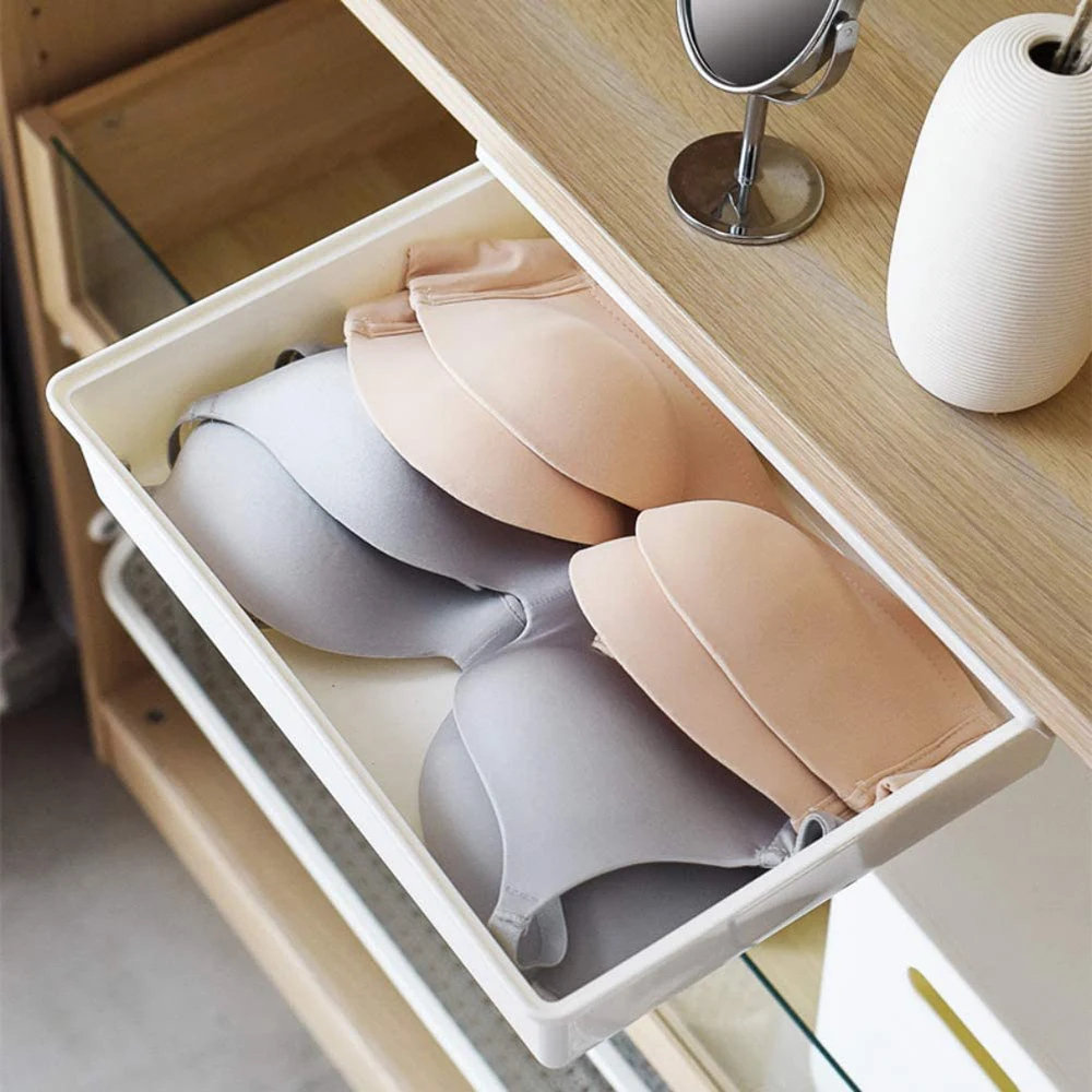 

Self-Adhesive Under Desk Drawer Hidden Storage Box Makeup Organizer Self Stick School Stationery Case Pencil Tray Pen Holder