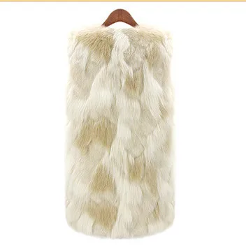 2019 6XL стиль офисный женский без рукавов Chaqueta mujer роскошный длинный Лисий меховой