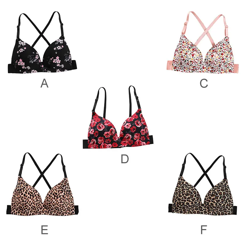 

Women Floral Sexy Beauty Back Bra Seamless Underwear Simple Without Steel Ring Thin Section Gathered Adjustable Bra