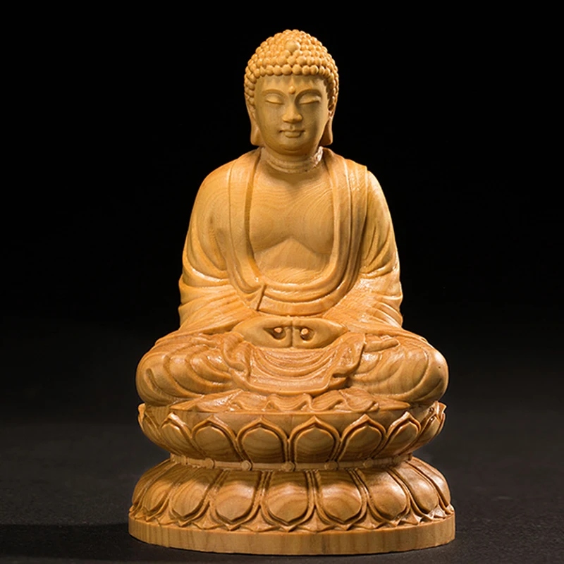 

XS095-10/13CM Hand Carved Wood Carving Figurine Buddha Statue Home Decor -Mini Shakyamuni Buddha Sculpture Folk Crafts