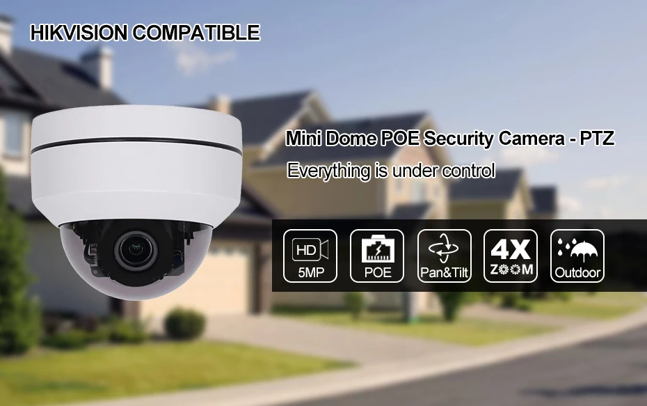 Hikvision совместимый 5MP мини-Купол PTZ ip-камера 4X Zoom 2,8-12 мм Наружная 45 м IR CCTV видеонаблюдение Камера Безопасности s