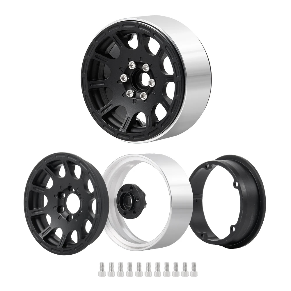 AXSPEED-LLANTAS de rueda Beadlock de Metal de aleaci&oacute;n de 1,9 pulgadas para AXIAL SCX10 D90 CC01 RC Crawler Car, escala 1/10, 1/2/4 piezas-2